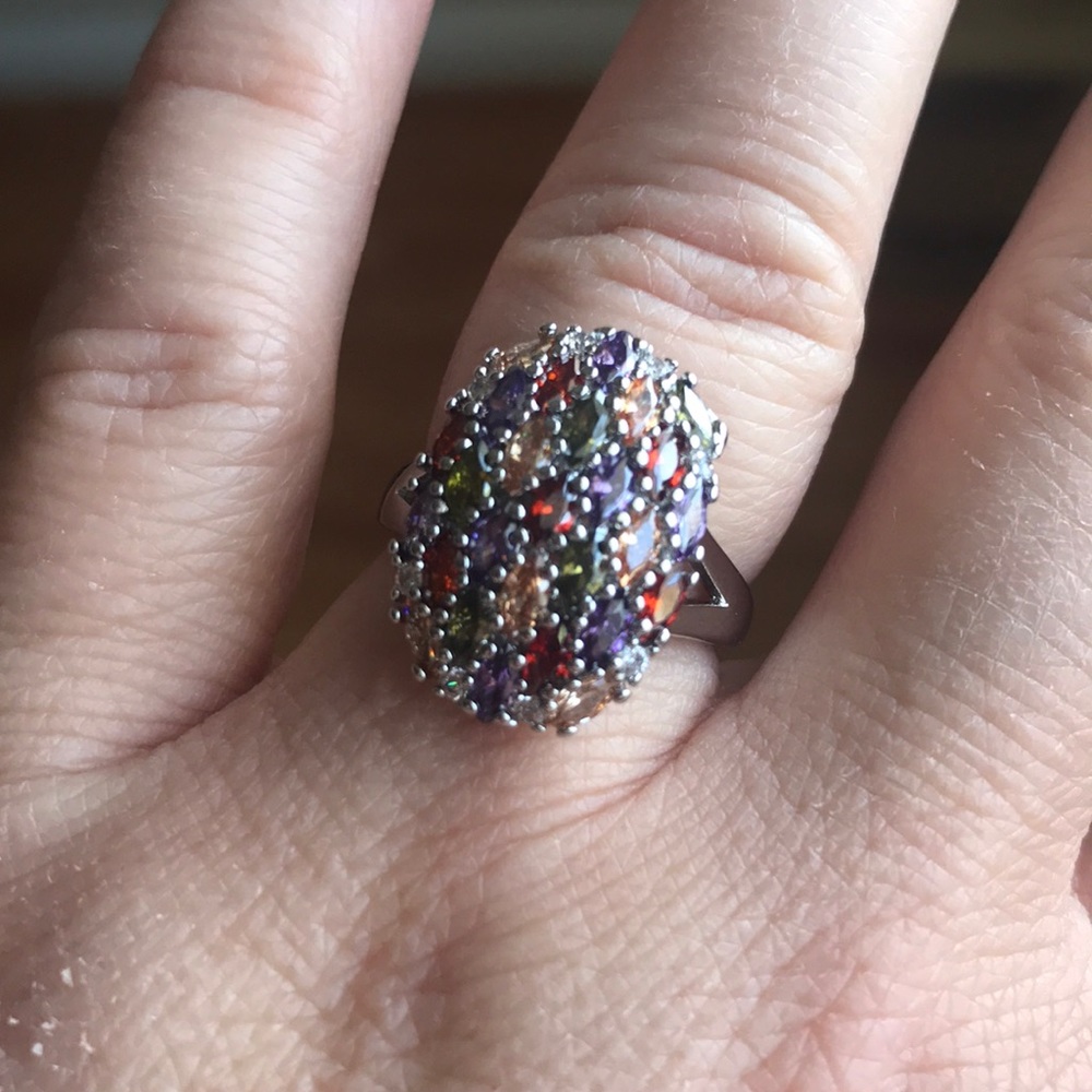 NEW 925 silver multicolor ring